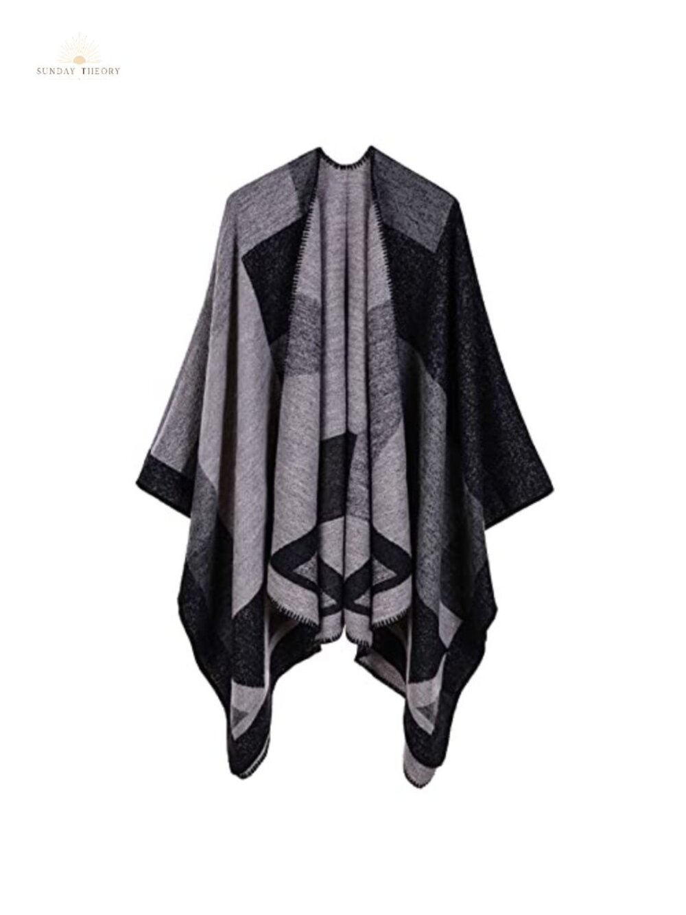 Women's Reversible Shawl Wrap Poncho Sweater Cape Plaid